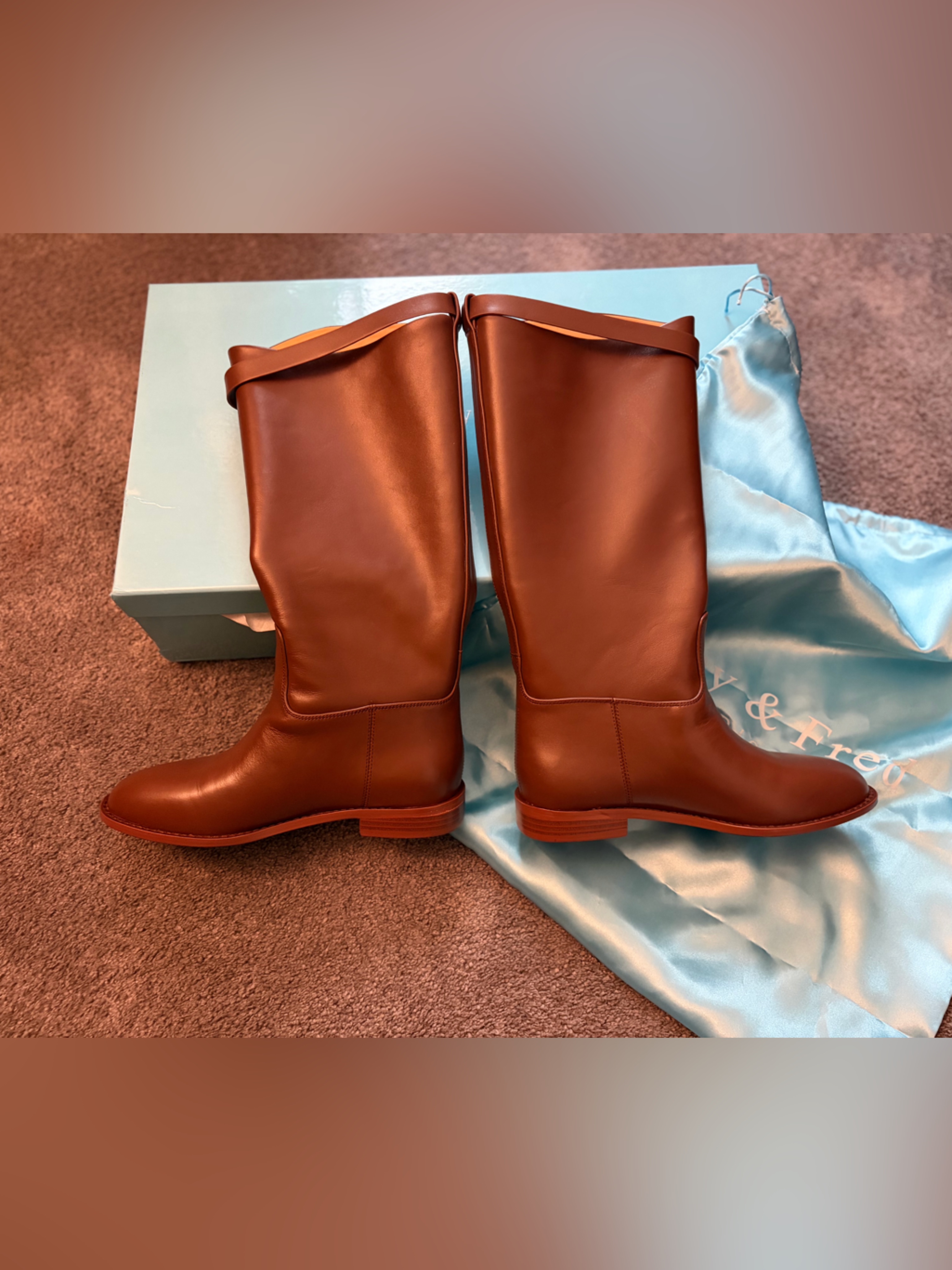 Tiffany & Fred Tall Leather Riding Boots In Chestnut — image 6 of 8